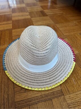DESTREE Natural Straw Hat With White Band Women’s Size M